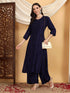 Faiza Chikankari Rayon Co-ord Set (Navy)
