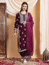 Haya Chikankari Rayon Co-ord Set (Wine)