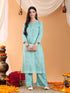 Priya Chikankari Kurta Palazzo Cotton Co-ord Set (Pastel Green)