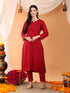 Ananya Chikankari Kurta Pant Cotton Co-ord Set (Maroon)