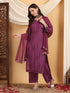 Farha Chikankari Premium Modal Co-ord Set (Wine)