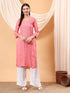 Alina Chikankari Modal Straight Kurta (Peach Pink)