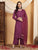 Farha Chikankari Premium Modal Co-ord Set (Wine)