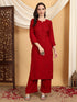 Faiza Chikankari Rayon Co-ord Set (Maroon)