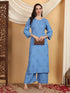 Faiza Chikankari Rayon Co-ord Set (Powder Blue)