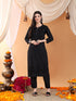 Ananya Chikankari Kurta Pant Cotton Co-ord Set (Black)
