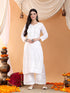 Priya Chikankari Kurta Palazzo Cotton Co-ord Set (White)