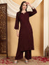 Faiza Chikankari Rayon Co-ord Set (Brown)