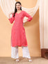 Alina Chikankari Modal Straight Kurta (Coral)