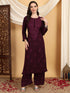 Faiza Chikankari Rayon Co-ord Set (Wine)