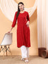 Alina Chikankari Modal Straight Kurta (Maroon)