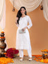 Ananya Chikankari Kurta Pant Cotton Co-ord Set (White)