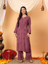 Faiza Chikankari Rayon Co-ord Set (Plum)
