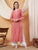 Dua Premium Viscose 3D Chikankari Straight Kurta (Rose gold)