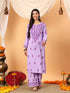 Faiza Chikankari Rayon Co-ord Set (Lavender)