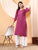 Alina Chikankari Modal Straight Kurta (Wine)
