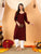 Alina Chikankari Modal Straight Kurta (Brown)